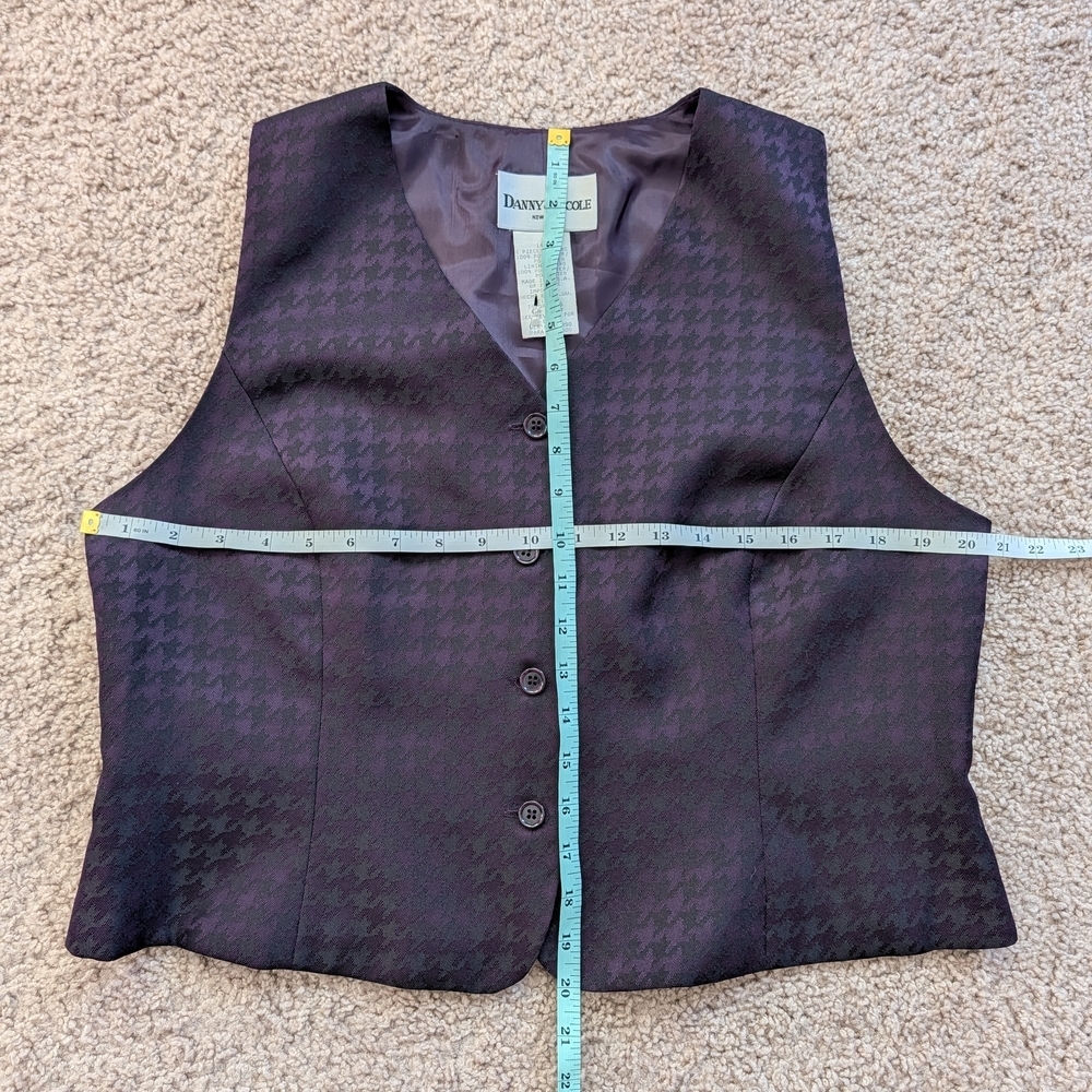 Danny & Nicole Vintage Purple Houndstooth Button Up Vest Size 14P - Picture 8 of 8